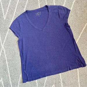 LOFT Eggplant Plum Purple Vintage Soft V-Neck Tee